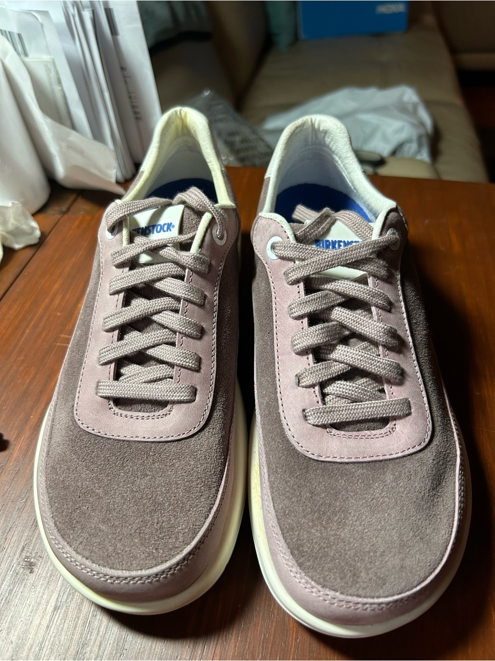 Birkenstock Women's Suede Sneakers in Mauve and Taupe